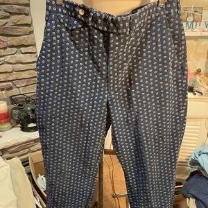 Navy Patterned Men's Chinos, corduroy material with a small print vintage